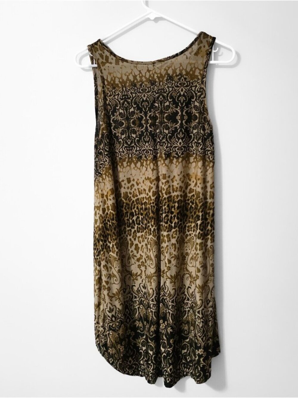 Womens Black & Brown Print Tank Dress - Picture 2 of 6